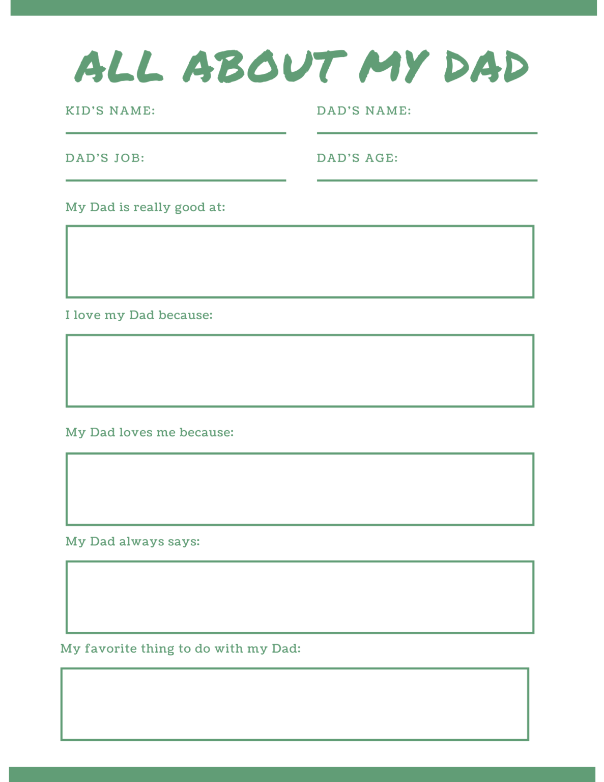 Father's Day Questionnaire to Ask Kids! - Adventures and Family