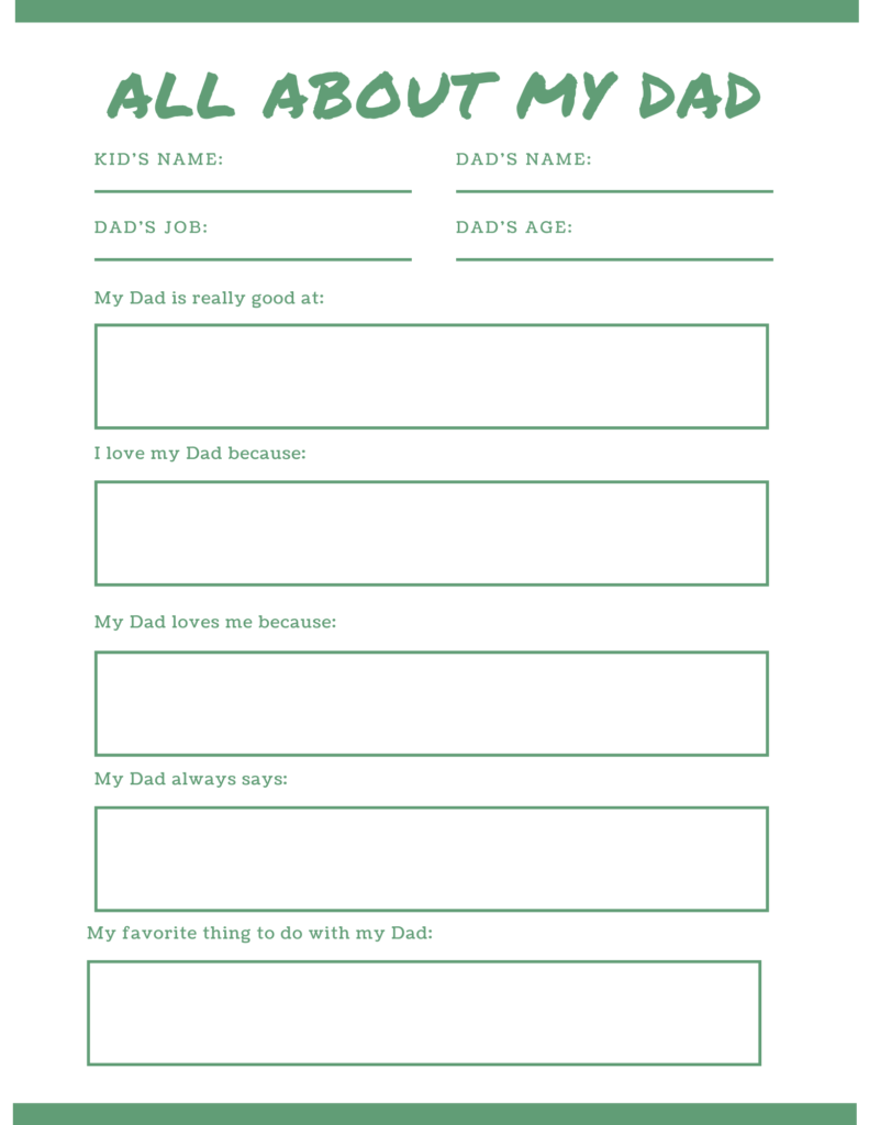 Father's Day Questionnaire to Ask Kids